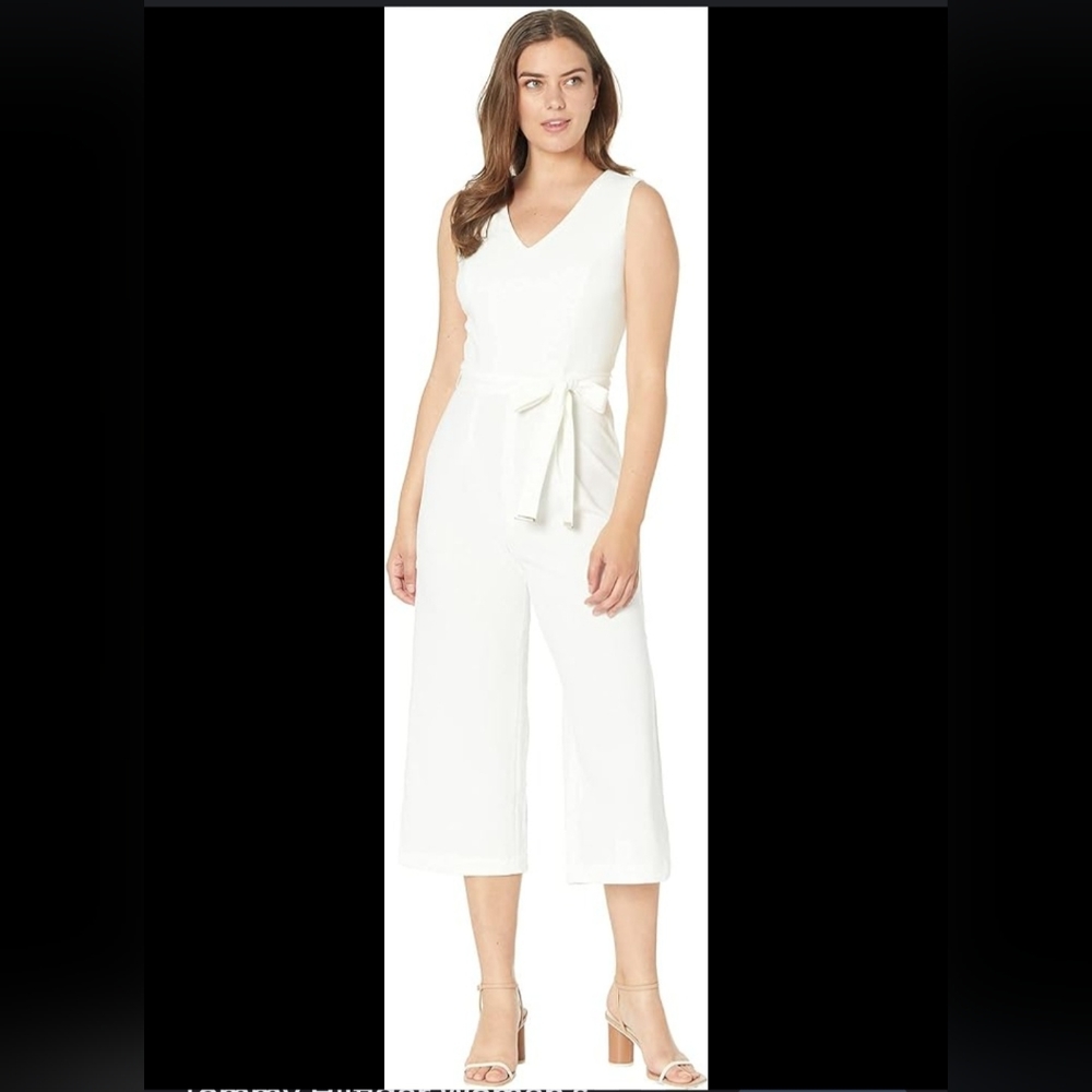 Tommy Hilfiger White Sleeveless Jumpsuit with V-Neckline Bridal